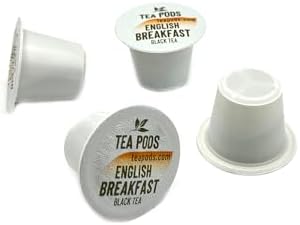 English Breakfast black tea pods compatible with Nespresso OriginalLine, single-serve tea capsules for coffee brewing machines. Pack of 18 tea capsules