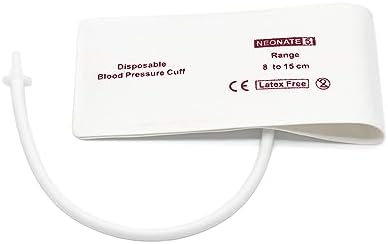 5PCS Disposable Blood Pressure Cuff with BP05 Connector and Single Tube for #5 Neonate 8-15 cm, Replacement NIBP Cuff, Non-Woven Fabric BP Cuff