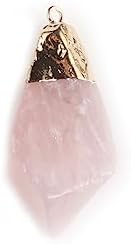 LE SKY 8 Pcs Natural Crystal Stone Pendants Irregular Shape Raw Rose Quartz Pendant for Jewelry Making Necklace