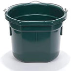 Little Giant® Flat Back Plastic Animal Feed Bucket | Animal Feed Bucket with Metal Handle | Horse Stall Feeding and Watering Supplies (Green, 8 Quart)