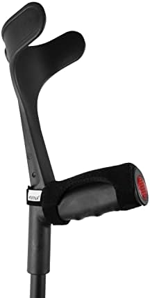 KMINA Forearm Crutches for Adults (x2 Units), Open Cuff, Extra Comfort with Hand Grip and Wide Tip, Adjustable Height, Aluminum, Orthopedic, Made in Europe