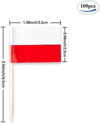 Poland Flag, 100 PCS Small Mini Polish Flag Toothpicks, National Holidays, Sports Events, Themed Party Decorations for Appetizers, Cupcakes, Cakes, and Food