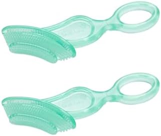 Brush-Baby Chewable Soft Toothbrush for Babies & Toddlers | Stage 2 First Teeth - Teething | Suitable from 10-36 Months | Gently Cleans Baby Teeth and soothes Sore Gums | Teal Colour, Pack of 2