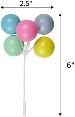 Oasis Supply Pastel Balloon Clusters Cake & Cupcake Topper, Reusable Food-Safe Plastic Cake Decorations (Pastel), 6-Pack