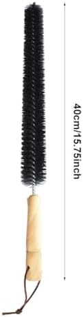 2pcs Radiator Brush, 40cm Long Reach Radiators Duster with Wooden Handle, Flexible Refrigerator Coil Brush Radiators Cleaner with Hanging Hook for Dryer Lint Vent Cleaning