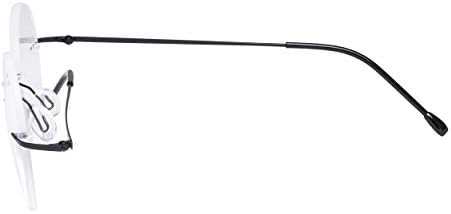 CessBlu Rimless Reading Glasses Round Readers for Men Women (Black) +1.25