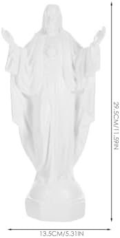 Zerodeko Resin Jesus Statue Religious Figure White Miniature Sculpture Desktop Ornament Home Decor for Church and Living Room Display