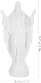 Zerodeko Resin Jesus Statue Religious Figure White Miniature Sculpture Desktop Ornament Home Decor for Church and Living Room Display