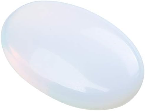 Opalite Palm Stone Crystal Natural Chakra Reiki Polished Healing Love Oval Pocket Worry Stone Crystals for Anxiety Stress Relief Therapy