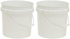 (2 Pack) 2 Gallon Round Comfort Handle Plastic Utility Bucket, White,Durable Round Cleaning and Storage Pails for Home, Garage, Garden