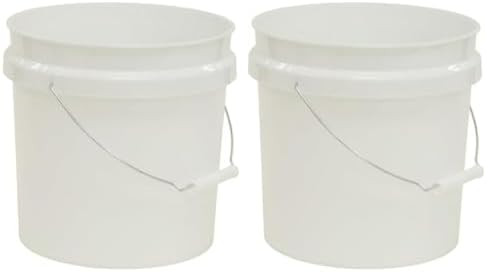(2 Pack) 2 Gallon Round Comfort Handle Plastic Utility Bucket, White,Durable Round Cleaning and Storage Pails for Home, Garage, Garden