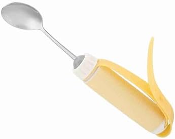 Oumefar Easy Grip Eating Aids Spoon, Disabled Utensil Stainless Steel Fork Arthritis Elder Aid Tablewares Flexible Rotating Fork Eating Tablewares for Disabled Patient Elder Handicapped