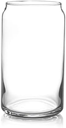 BEWAVE Drinking Glass, 16oz Can Shaped Glasses Cups, Iced Coffee Glasses, Beer Tumbler, for Whiskey, Soda, Tea, Juice, Gift, with Lid, Straw and Sleeve, 1 Pc