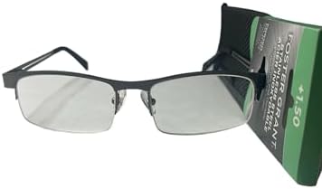 Foster Grant Reading Glasses Lamar. Rectangular gunmetal semi-rimless +1.50