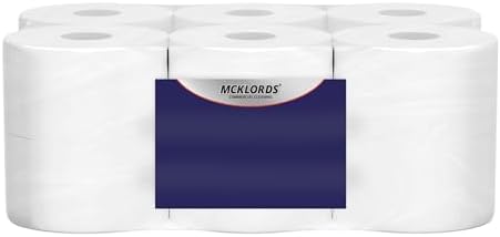 McKLords Commercial - Mini Jumbo Toilet Rolls - 150m, Pack of 12 Recycled 2 Ply Toilet Tissue, 60mm Core, Bulk Pack Ideal for Washrooms & Dispensers