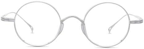HELES Pure Titanium Vintage Round Reading Glasses, Lightweight Full Rim Blue Light Blocking Computer Readers AR Coating