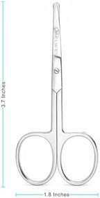 Rounded Stainless Steel Small Facial Hair Scissors, 3.7 Inches - Rounded Tip Scissors for Nose Hair, Mustache, Beard, Eyebrows, Eyelashes & Baby Nails
