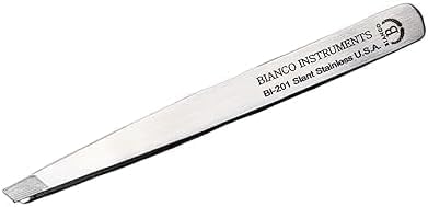 Bianco Instruments EL-201 3.5mm Original Slant Tweezer | Handmade Stainless Steel Tool for Precise Hair Removal | Made in the USA | Surgical Grade | Perfect for Fine and Thick Hairs - Easy Grip