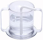 Special Supplies Independence 2-Handle Plastic Mug with 2 Style Lids, Lightweight Drinking Cup with Easy-to-Grasp Handles for Hot and Cold Beverages, Spill-Resistant Adult Sippy Cup (1-Pack)