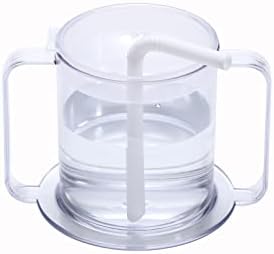Special Supplies Independence 2-Handle Plastic Mug with 2 Style Lids, Lightweight Drinking Cup with Easy-to-Grasp Handles for Hot and Cold Beverages, Spill-Resistant Adult Sippy Cup (1-Pack)