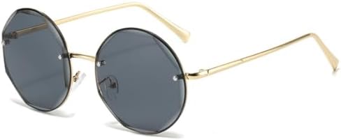 Men Women Round Metal Rimless Frame Outdoor Tinted Reading Glasses Anti-UV Sun Reader