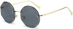 Men Women Round Metal Rimless Frame Outdoor Tinted Reading Glasses Anti-UV Sun Reader
