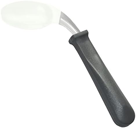 Rehabilitation Advantage Right Handed Grip Easy Coated Offset Spoon, Gray