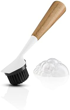 EVA SOLO | Dish Brush Oak Nylon White | Effortless Washing-Up Brush for Stubborn Debris | Easy to Clean & Store | Removeable Brush Head | White