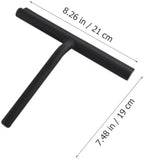 Silicone Glass Wiper with Hook, Household Shower Squeegee for Window and Mirror Cleaning, Black Silicone Scraper Tool for Home and Hotel Use