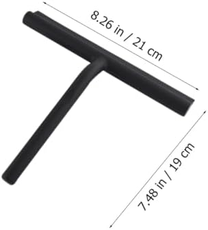 Silicone Glass Wiper with Hook, Household Shower Squeegee for Window and Mirror Cleaning, Black Silicone Scraper Tool for Home and Hotel Use