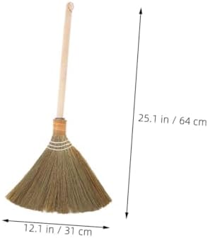 Didiseaon Natural Handmade Grass Broom with Wooden Handle Traditional Vietnamese Sweeping Broom for Efficient Floor Cleaning Courtyard Garage Lobby Garden Ideal for Carpet and