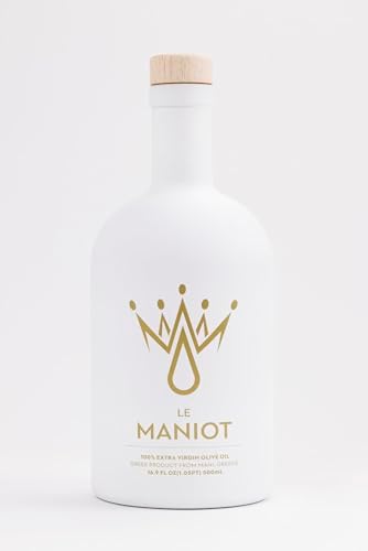 Le Maniot Extra Virgin Olive Oil, 500mL, Glass Bottle, Family-Owned, Complex Robust Flavor, Cold Extracted, Koroneiki Olives