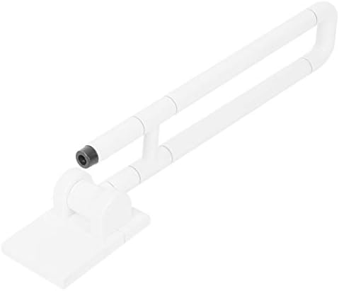 Toilet Armrest,1Pc White Safety Handle,Stainless Steel Anti Slip Luminous Foldable Sturdy Rustproof for Elderly Disabled Pregnant Bathroom Barrier Free Accessory