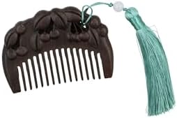 Handmade Carved Wooden Comb For Women Natural Woodcarving Small Flowers Comb Portable Engraving Comb Head Massage Comb, Brown