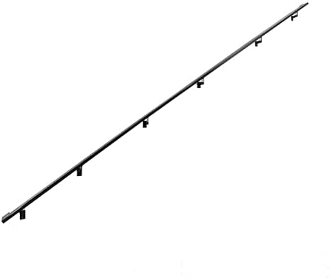 Modern Aluminum Handrail Grab Bar Kit, Adjustable Steel Brackets Included, Returns to Wall, Powder Coated Finish (Black, 17 Foot Handrail Set)