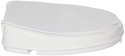 Homecraft Savanah Raised Toilet Seat with Lid, 2" Elevated Seat for Seniors, Universal Fit for Most Standard Toilets, Portable & Tool-Free, Seat Riser, Ergonomic Design, White