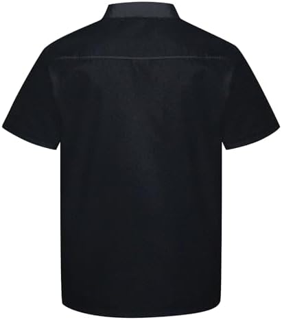 Chef Shirts for Men Lightweight Short Sleeve Unisex Chef Coat Button Stand Collar Restaurant Working Chefs Jacket