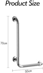Bathtub Shower Handrail,L-Shaped Stainless Steel Bathroom Toilet Handrail,Left-Side Installation,Suitable for Pregnant Women and Disabled People (Color : White)