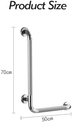 Bathtub Shower Handrail,L-Shaped Stainless Steel Bathroom Toilet Handrail,Left-Side Installation,Suitable for Pregnant Women and Disabled People (Color : White)