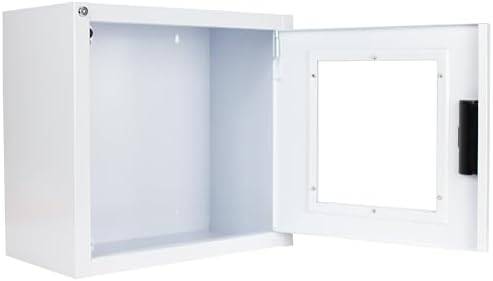 Standard, Alarmed AED Cabinet, Large. Fits All Defibrillators on the Market. Measures 14.75" H x 16" L x 8.38" D. Essential Storage for Indoor AEDs.