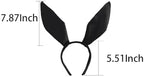 6Pcs Bunny Costumes Women Black Bunny Ears Collar Bow Tie Cuffs White Bunny Tail and Thigh High Fishnet Stockings