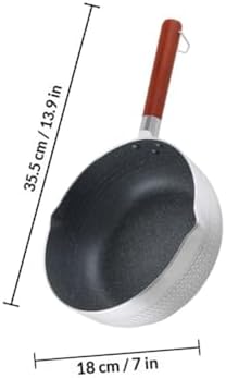 BESTonZON Japanese Style 18cm Non-stick Milk Pot with Lid and Wooden Handle, Multi-purpose Cooking Saucepan for Instant Noodles and Food, Kitchen Heating Pot for Home Use