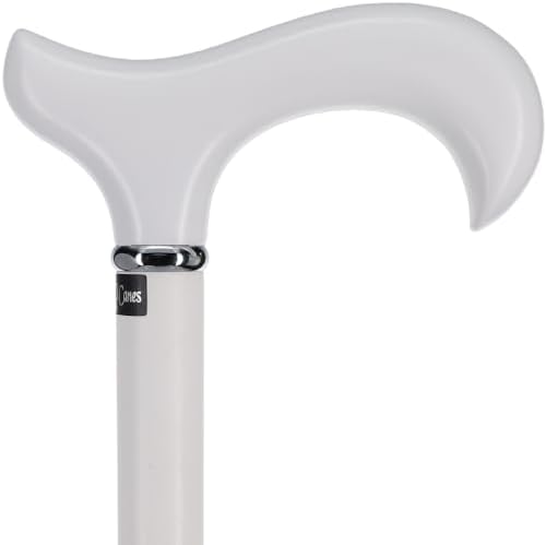 Royal RC Canes Elegant White Beechwood Derby Handle Walking Cane with Silver Collar – Stylish Cane for Women & Canes for Men – Ergonomic Grip Walking Cane & Stick for Men and Women