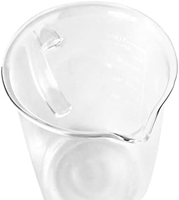 QWORK Beaker with Handle, 1000ml/33.81oz, Measuring Cup, Borosilicate Glass, Beaker Mug with Pouring Spout, 2 Pack