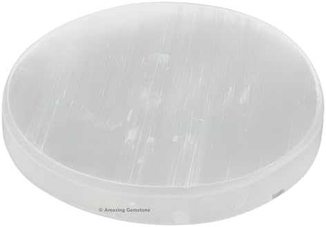 Amazing Gemstone Selenite Crystal Charging Plate for Crystals and Healing Stones, 4" Selenite Crystal Plate Coaster for Home, Office Table Decor (Selenite Round Disc)