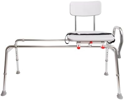Eagle Health Supplies Sliding Shower Chair Tub Transfer Bench with Swivel Seat, FSA/HSA Eligible, Height Adjustable Shower Benches for Inside Shower, for Elderly and Disabled, Extra Long, 77692
