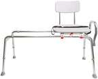 Eagle Health Supplies Sliding Shower Chair Tub Transfer Bench with Swivel Seat, FSA/HSA Eligible, Height Adjustable Shower Benches for Inside Shower, for Elderly and Disabled, Extra Long, 77692