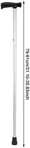 Walking Cane, Folding Cane, Portable Aluminium Alloy Frosted Anti‑Skid Elderly Walking Stick Multifunction Folding Ultralight Tbr Handle Cane(White)