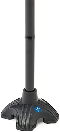 Medline Offset Folding Cane, 4-Point Base with Cushioned Gel Handle, Supports up to 350 lbs, Black
