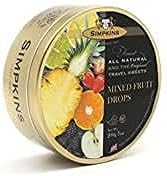 Simpkins Travel Sweet, Mixed Fruit Drops, One 200g Tin